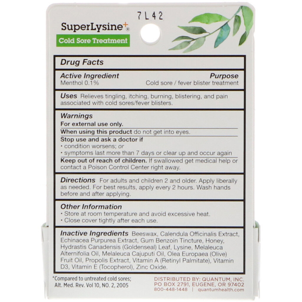 Quantum Health, Super Lysine+, Tratamento para Afta, .7 g - Imagem 2