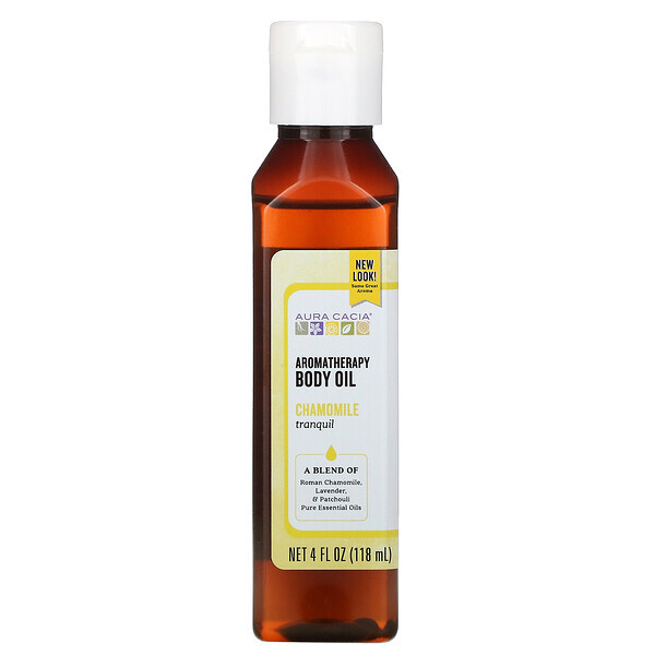 Aura Cacia, Óleo Corporal de Aromaterapia, Camomila Tranquila, 4 fl oz (118 ml)