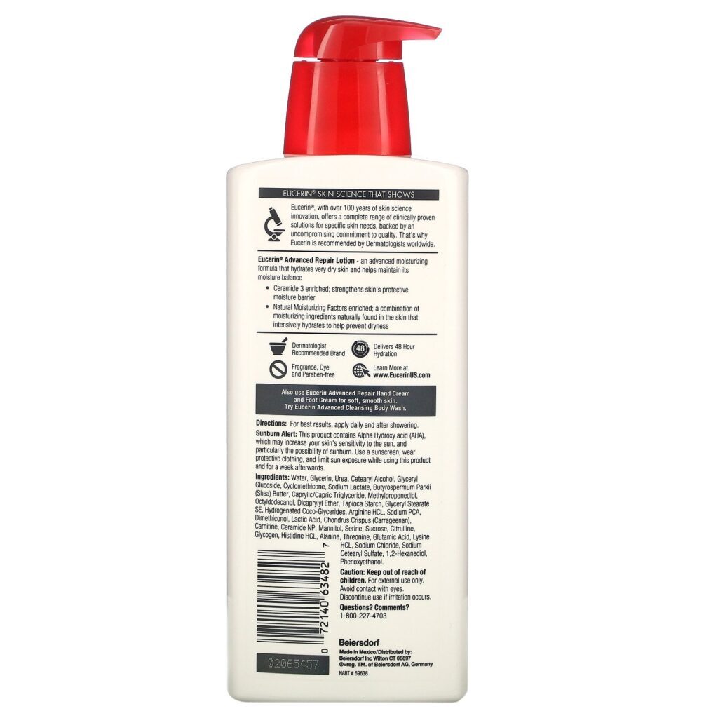 Eucerin, Loção Reparadora Avançada, Sem Fragrância, 16.9 fl oz (500 ml) - Imagem 2