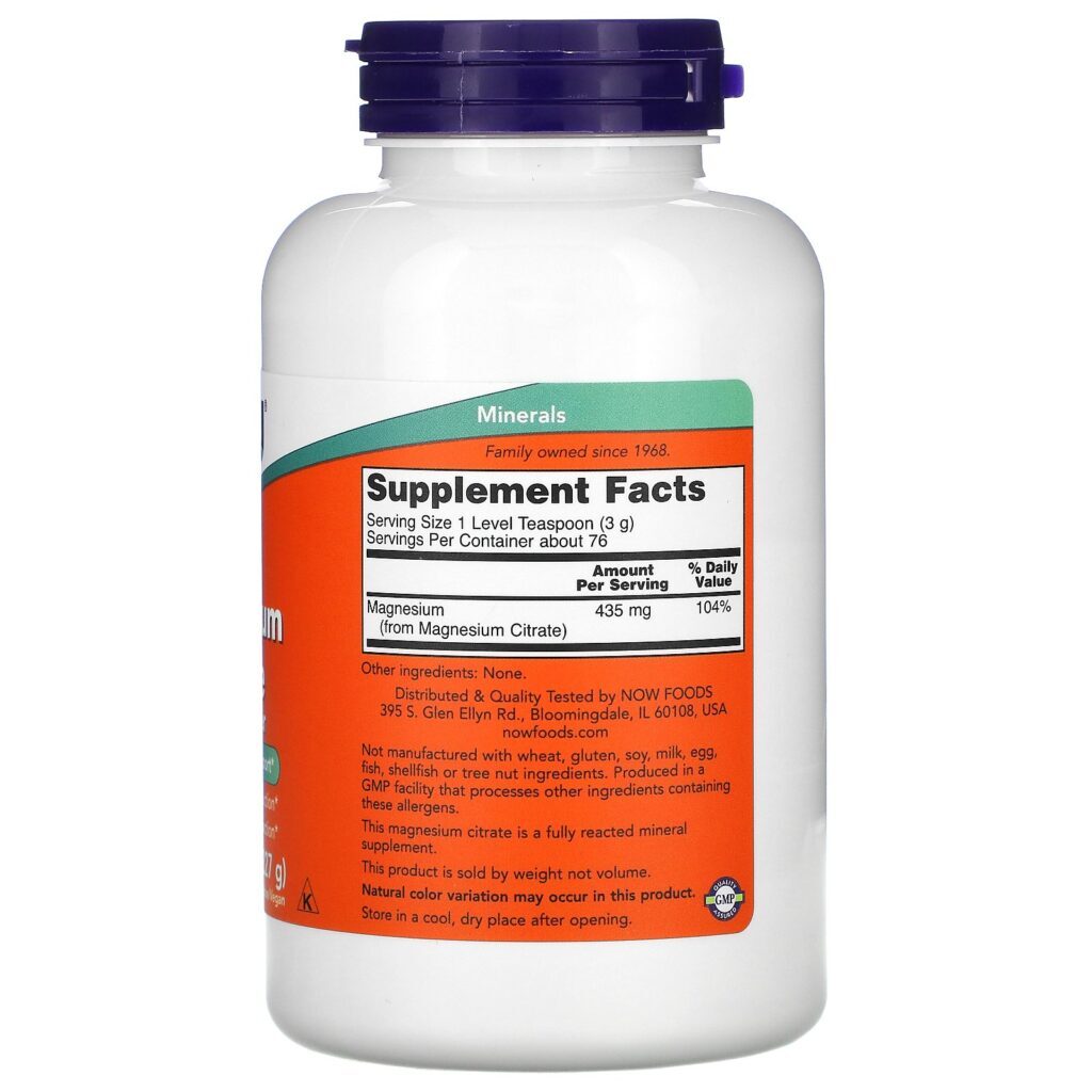 Now Foods, Citrato de Magnésio Puro em Pó, 227 g (8 oz) - Imagem 2