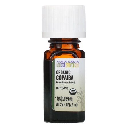 Aura Cacia, Óleo Essencial Puro, Copaíba Orgânica, 7,4 ml (0,25 fl oz)