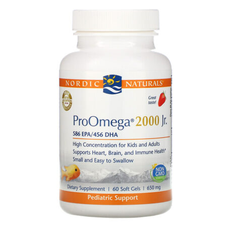 Nordic Naturals, ProOmega 2000 Jr., Morango, 650 mg, 60 Cápsulas Gelatinosas