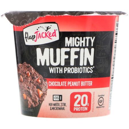 FlapJacked, Poderoso Muffin com probióticos, Chocolate com manteiga de amendoim, 1.9 oz (55 g)