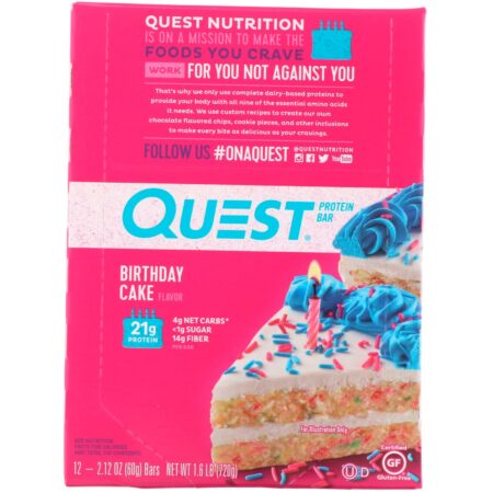 Quest Nutrition, Barra de Proteínas, Bolo de Aniversário, 12 Pacotes, 60 g (2,12 oz) Cada - Image 2