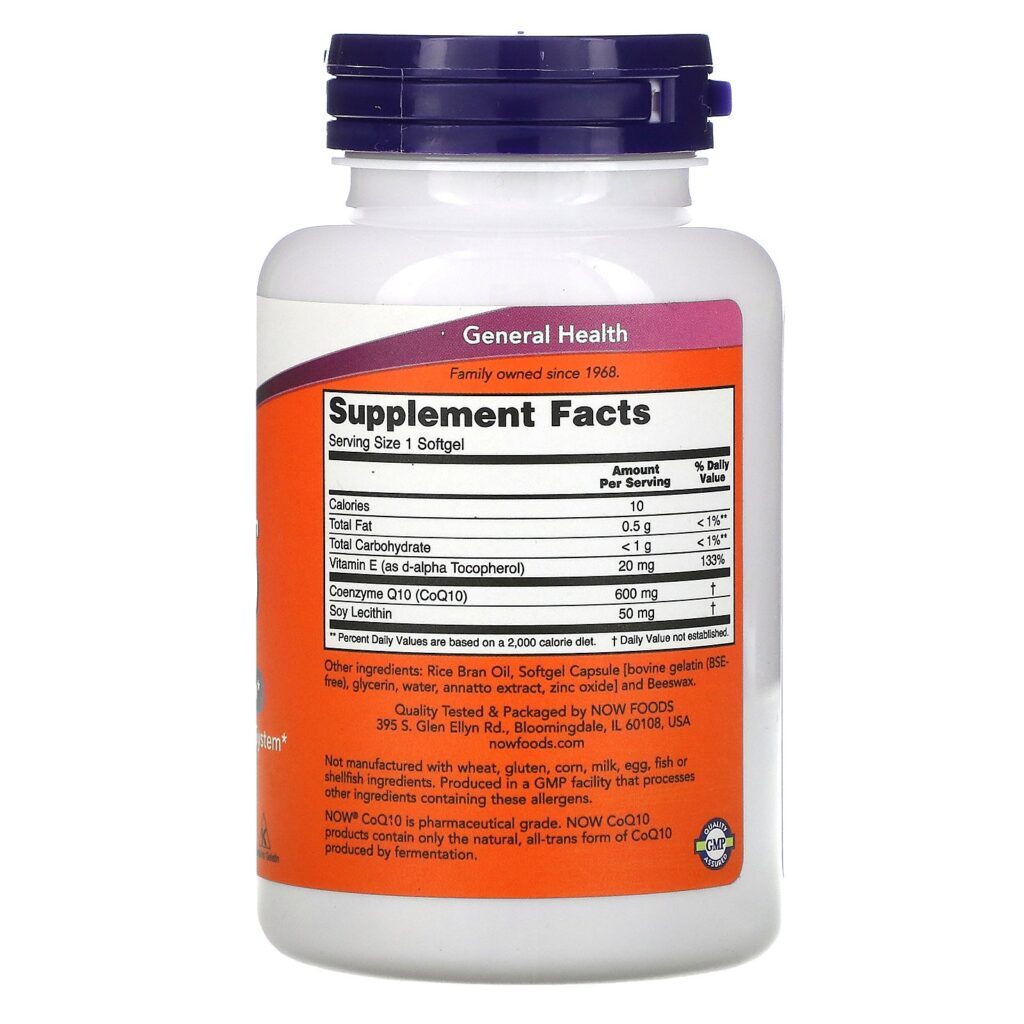 Now Foods, CoQ10, 600 mg, 60 Cápsulas Softgel - Imagem 2