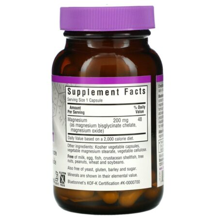 Bluebonnet Nutrition, Buffered Chelated Magnesium, 60 Vegetable Capsules - Imagem 2