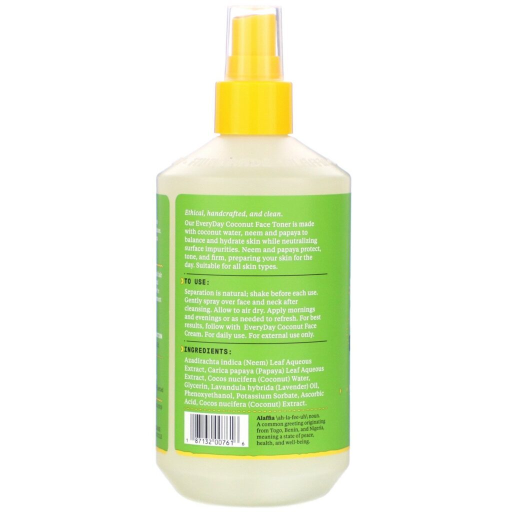 Alaffia, Everyday Coconut, Face Toner, Purely Coconut, 12 fl oz (354 ml) - Imagem 2