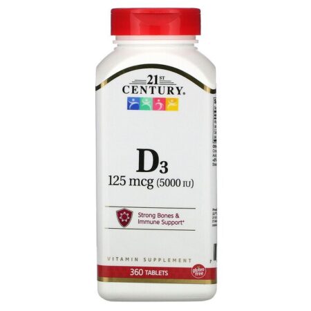 21st Century, Vitamina D3, 125 mcg (5.000 UI), 360 Comprimidos