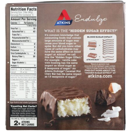 Atkins, Endulge, Barra de Coco com Chocolate, 5 barras, 40 g (1,41 oz) Cada - Image 2