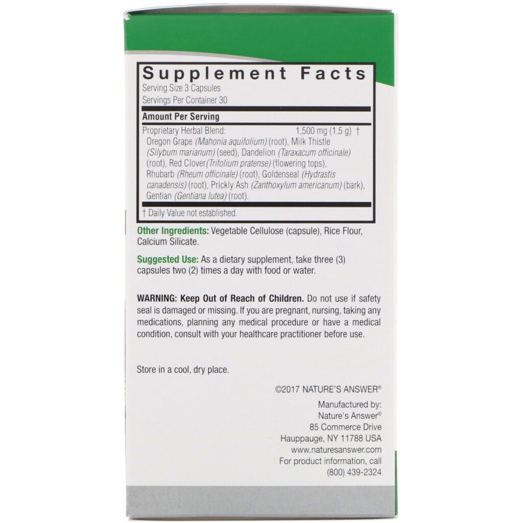 Nature's Answer, Apoio ao Fígado, 1.500 mg, 90 Cápsulas Vegetarianas - Imagem 2