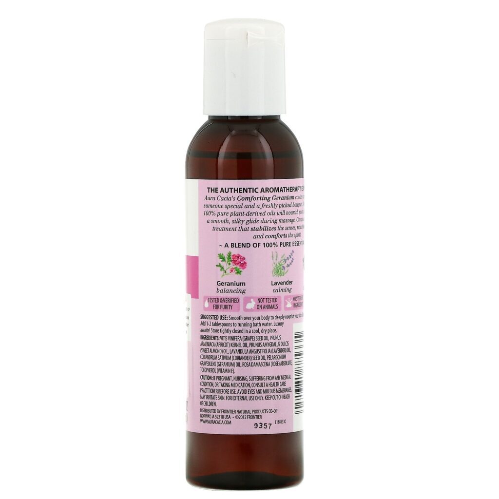 Aura Cacia, Óleo Corporal de Aromaterapia, Gerânio Reconfortante, 4 fl oz (118 ml) - Imagem 2