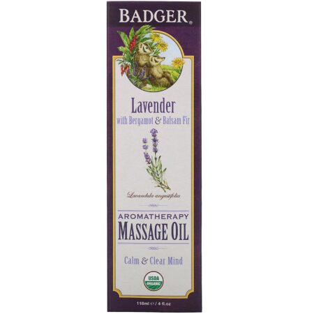 Badger Company, Oleo de Massagem para Aromaterapia, Lavanda com Bergamota & Bálsamo, 4 fl oz (118 ml) - Image 2