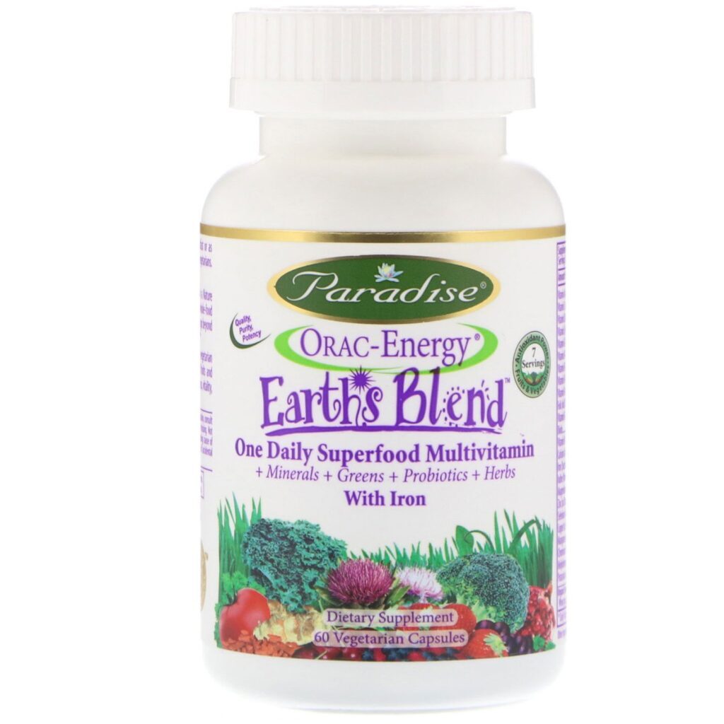 Paradise Herbs, ORAC-Energy, Earth's Blend ('Mistura da Terra'), um superalimento diário multivitamínico, com ferro, 60 cápsulas vegetais - Imagem 3