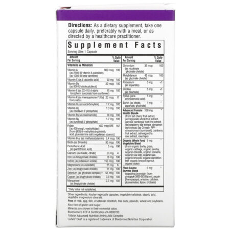 Bluebonnet Nutrition, Ladies' ONE, Whole Food-Based Multiple, 60 Vegetables Capsules - Imagem 2