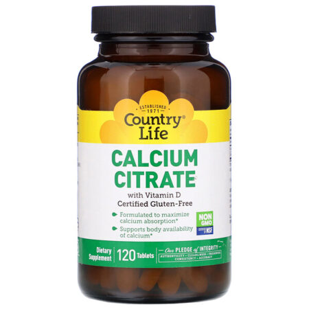 Country Life, Calcium Citrate with Vitamin D, 120 Tablets