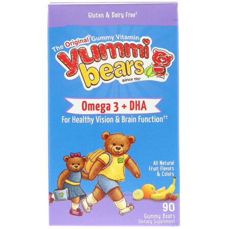 Hero Nutritional Products, Yummi Bears, Omega 3 + DHA, Natural Fruit Flavors, 90 Gummy Bears