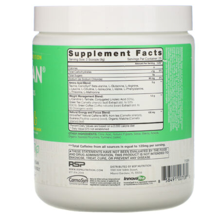 RSP Nutrition, AminoLean, Essential Vegan Aminos, Cucumber Lemon, 7.94 oz (225 g) - Image 2