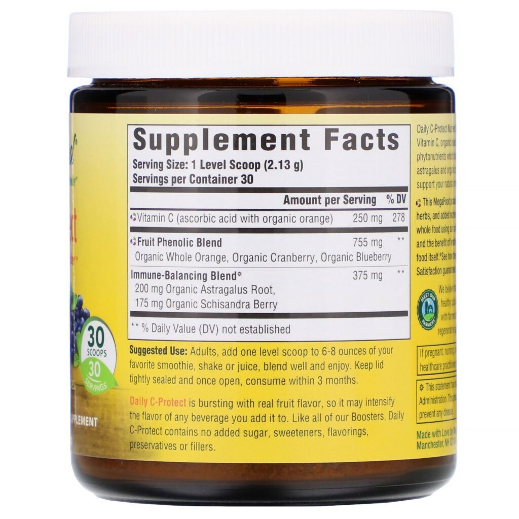 MegaFood, Daily C-Protect, Nutrient Booster Powder, Unsweetened, 2.25 oz (63.9 g) - Imagem 2
