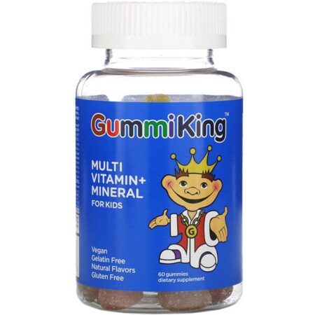 GummiKing, Multivitamínico + Mineral para Crianças, Morango, Laranja, Limão, Uva, Cereja e Toranja, 60 Balas de Goma