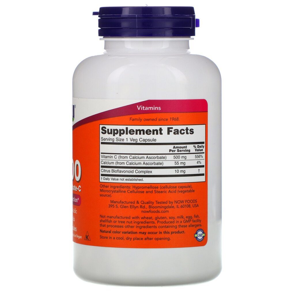 Now Foods, C-500, Cálcio ascorbate-C, 250 cápsulas - Imagem 2