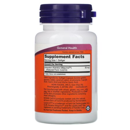 Now Foods, Ubiquinol, CoQH-CF, 60 Cápsulas Gelatinosas - Image 2