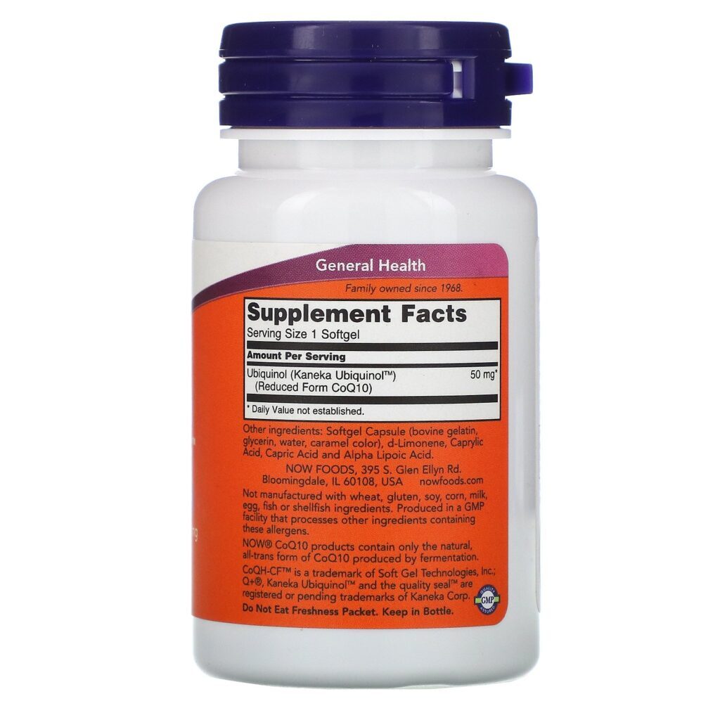 Now Foods, Ubiquinol, CoQH-CF, 60 Cápsulas Gelatinosas - Imagem 2