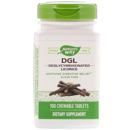 Nature's Way, DGL, Alcaçuz Desglicirrizinizado, 100 Comprimidos Mastigáveis