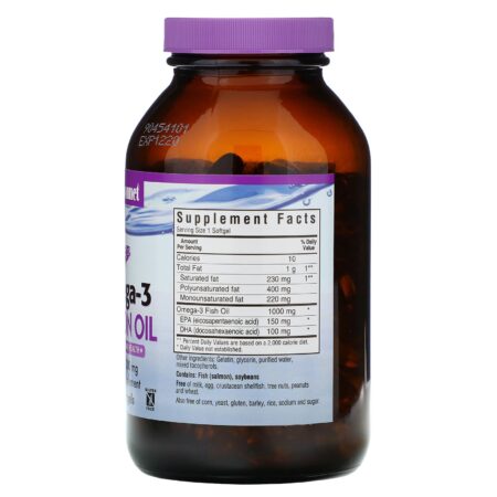 Bluebonnet Nutrition, Óleo de salmão natural Ômega-3, 1000 mg, 180 Softgels - Image 2