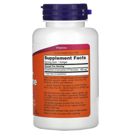 Now Foods, Pantetina, Dobro da Potência, 600 mg, 60 Cápsulas Softgel - Image 2