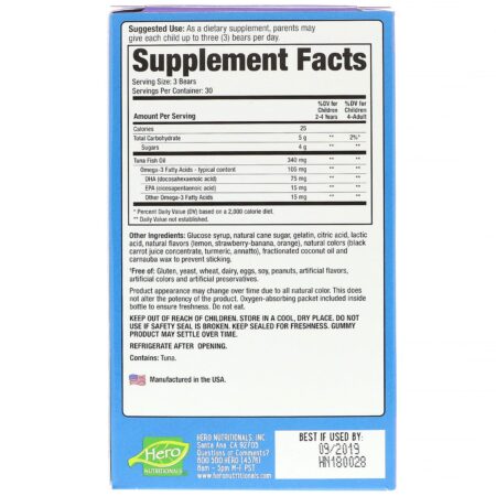 Hero Nutritional Products, Yummi Bears, Omega 3 + DHA, Natural Fruit Flavors, 90 Gummy Bears - Image 2