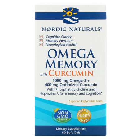 Nordic Naturals, Omega Memory com Curcumina, 1.000 mg, 60 Cápsulas Softgel