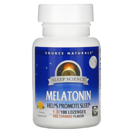 Source Naturals, Melatonina, Sabor de Laranja, 1,0 mg, 100 Pastilhas