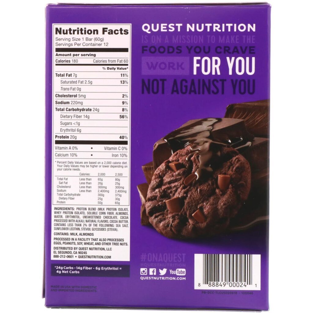 Quest Nutrition, Barra de Proteínas, Pedaço de Chocolate Duplo, 12 Barras, 60 g (2,12 oz) Cada - Imagem 3