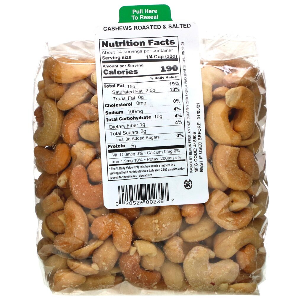 Bergin Fruit and Nut Company, Cashews Roasted & Salted, 16 oz (454 g) - Imagem 2