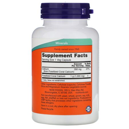 Now Foods, Cálcio Coral, 1000 mg, 100 Cápsulas - Image 2