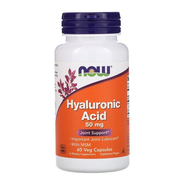 Now Foods, Ácido Hialurônico, 50 mg, 60 Cápsulas Vegetais