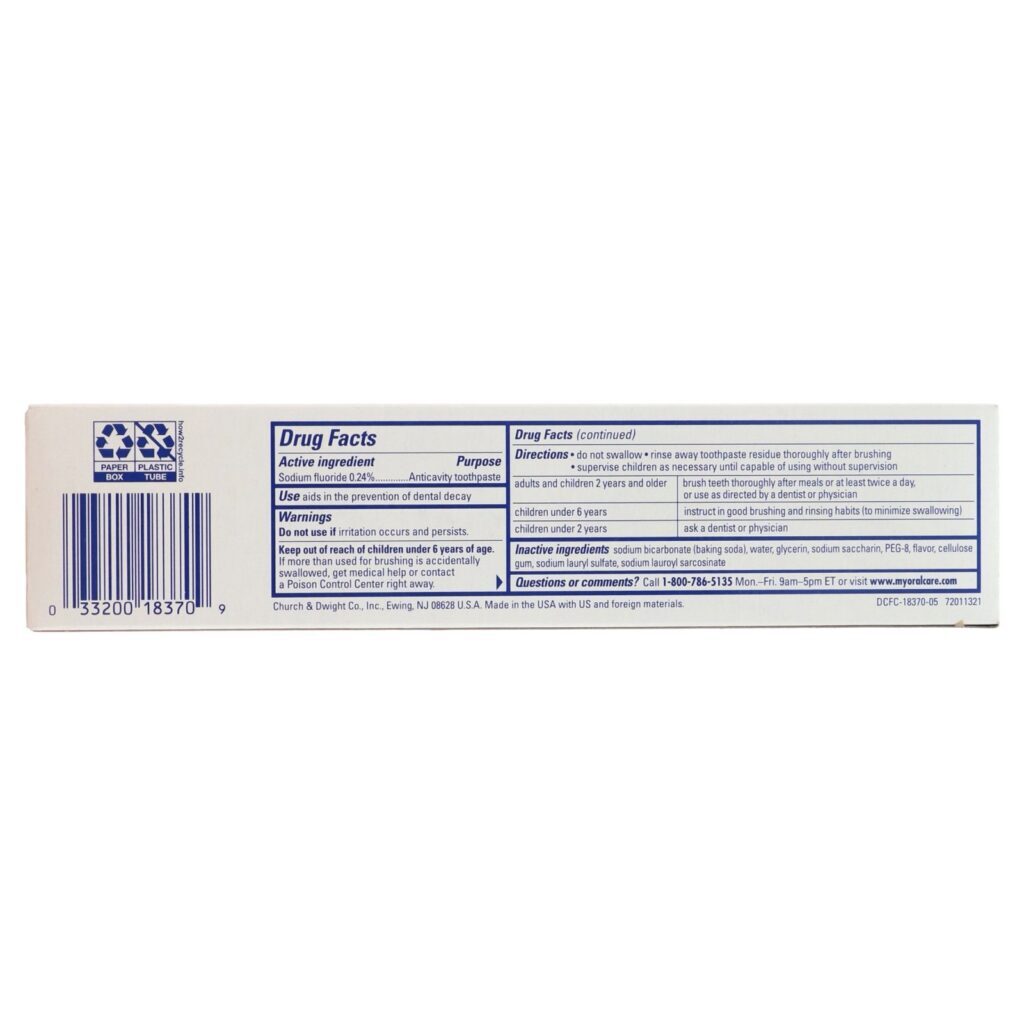 Arm & Hammer, Dental Care, Fluoride Anticavity Toothpaste, Pure Mint, 6.3 oz (178 g) - Imagem 3