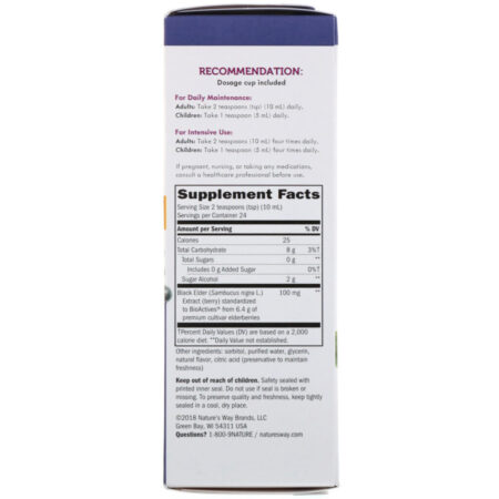 Nature's Way, Sambucus, Baga de Sabugueiro Padronizada, Xarope sem Açúcar, 240 ml (8 oz) - Imagem 2