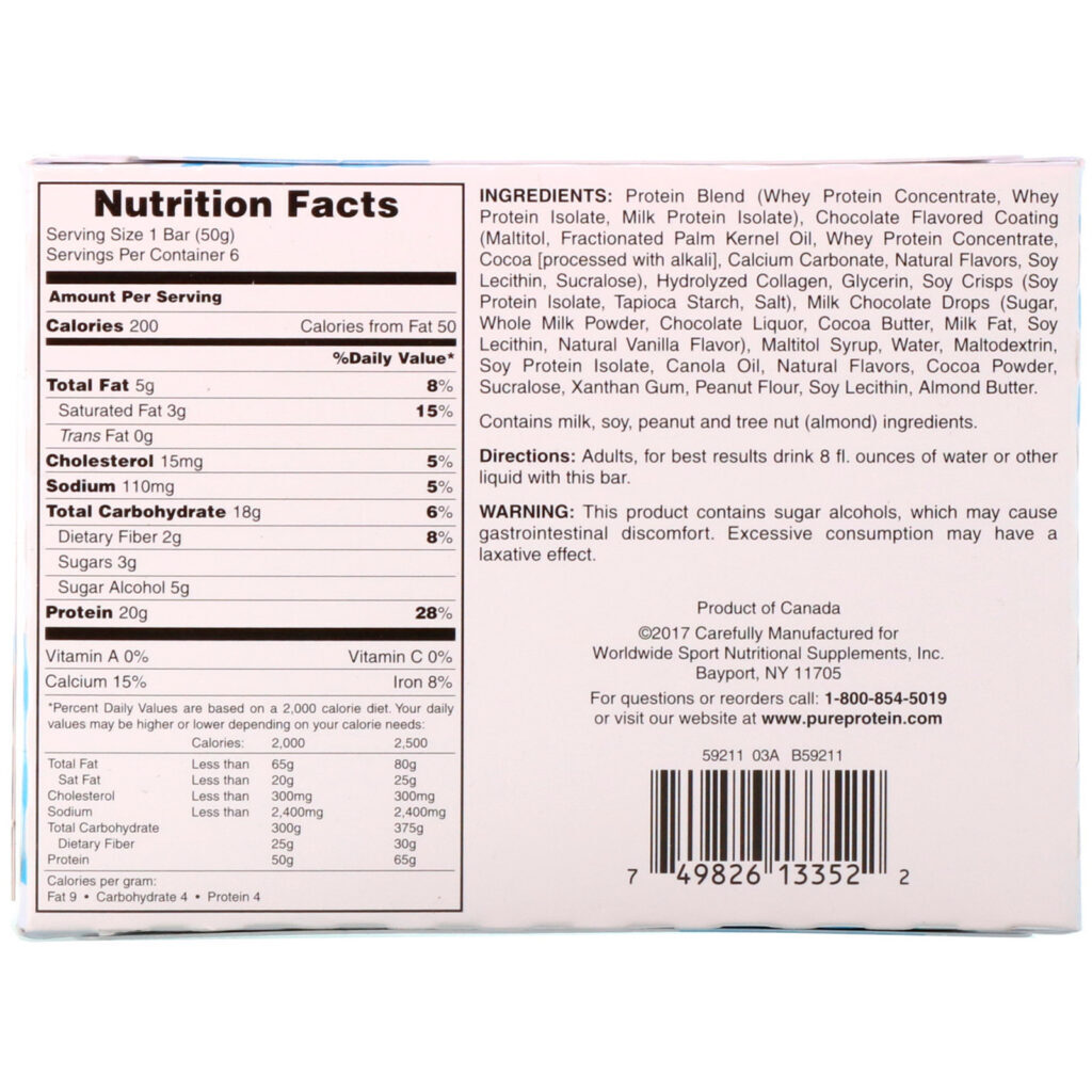 Pure Protein, Barra de Gotas de Chocolate Mastigável, 6 Barras, 50 g Cada - Imagem 3