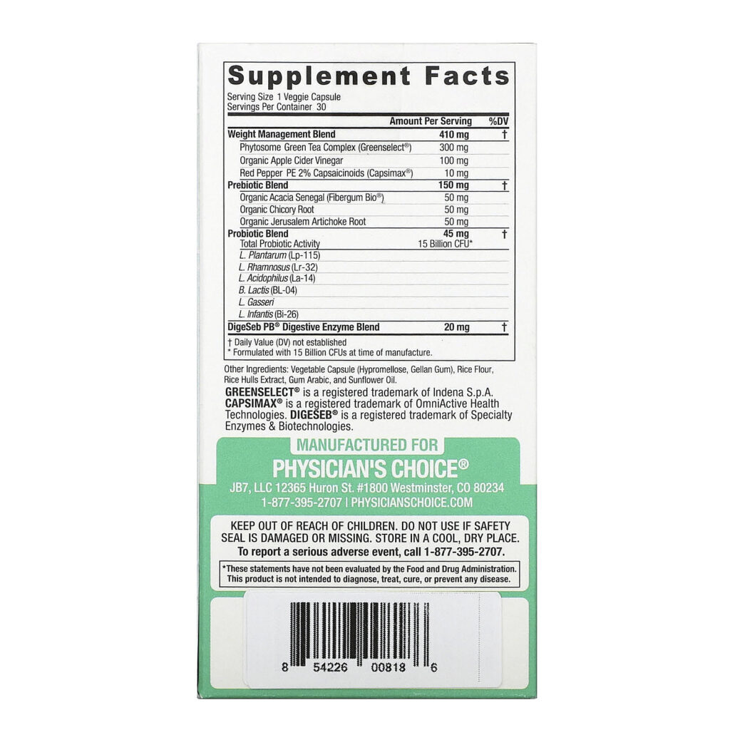 Physician's Choice, Thin 30 Probiotic, 15 Billion, 30 Vegetarian Capsules - Imagem 2