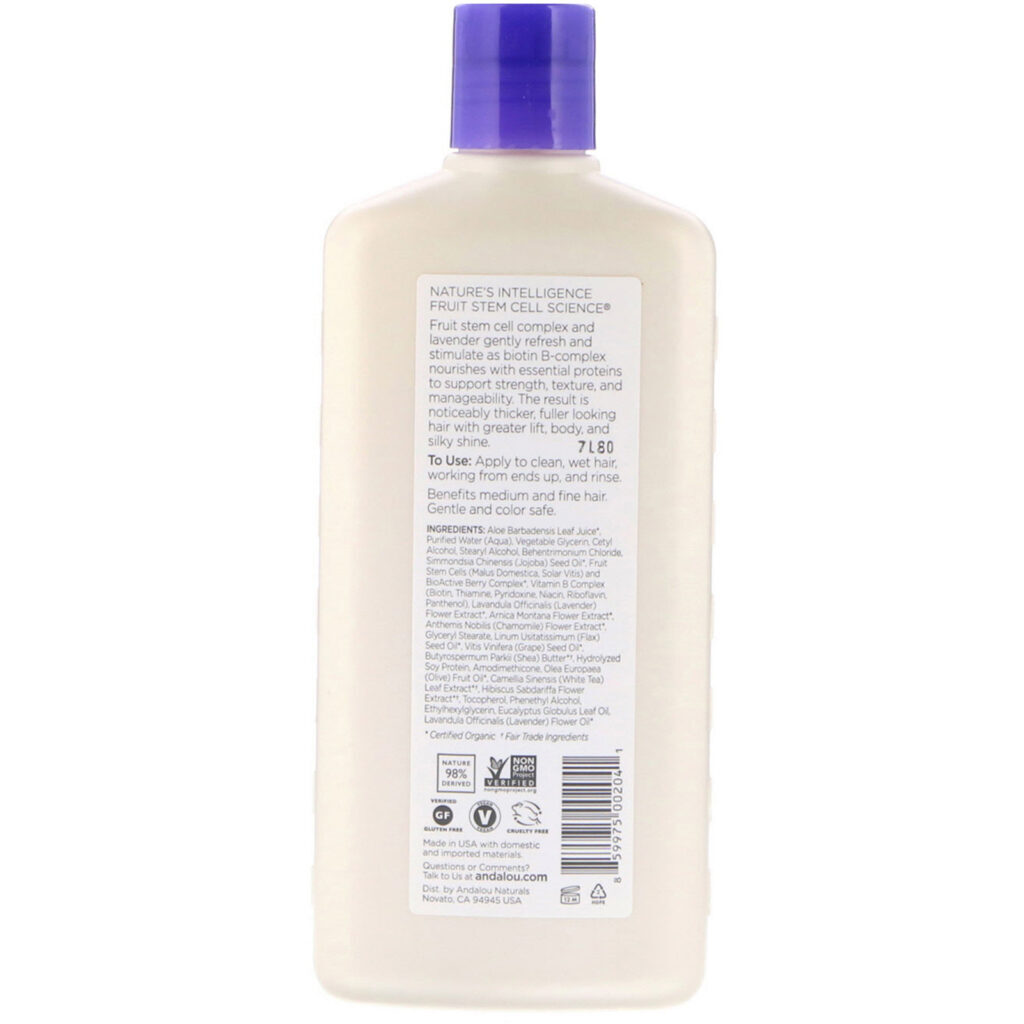 Andalou Naturals, Condicionador, Volume Total, para Encorpar, dar Volume e Brilho, Lavanda e Biotina, 11,5 fl oz (340 ml) - Imagem 2