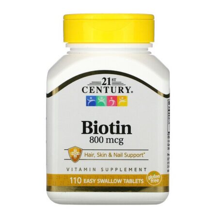 21st Century, Biotina, 800 mcg, 110 Comprimidos Fáceis de Engolir