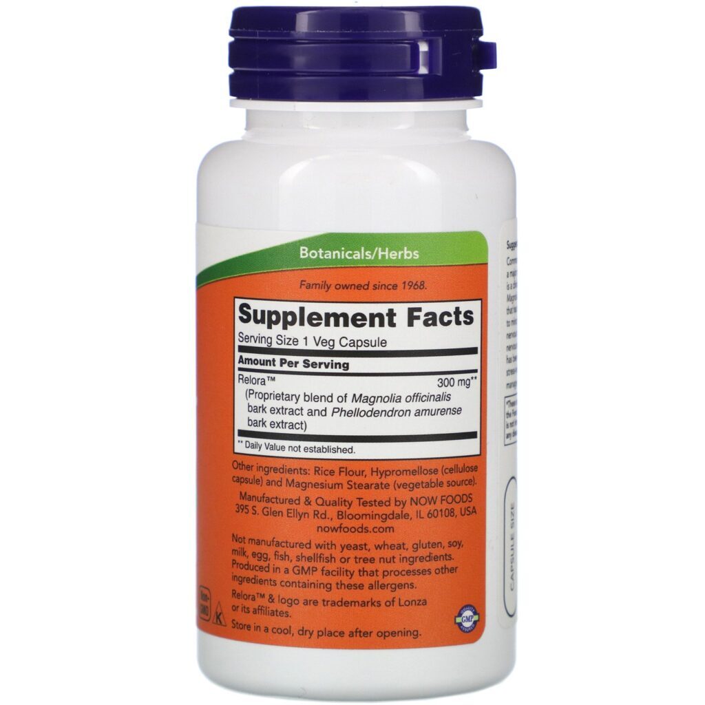 Now Foods, Relora, 300 mg, 60 Cápsulas Vegetais - Imagem 2