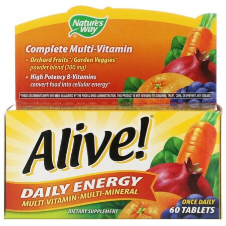 Nature's Way, Alive!, Daily Energy, Multivitamin-Multimineral, 60 Comprimidos