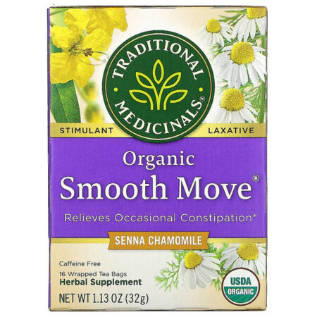 Traditional Medicinals, Organic Smooth Move, Camomila Senna, Sem Cafeína, 16 Saquinhos de Chá Embalados, 32 g (1,13 oz)