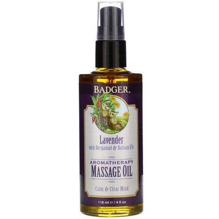 Badger Company, Oleo de Massagem para Aromaterapia, Lavanda com Bergamota & Bálsamo, 4 fl oz (118 ml)