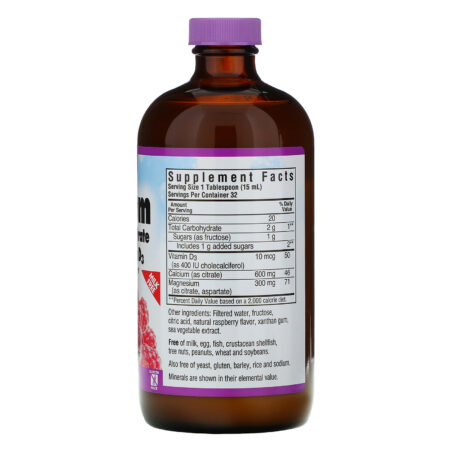 Bluebonnet Nutrition, Cálcio Líquido, citrato de magnésio e vitamina D3, sabor natural de framboesa, 16 fl oz (472 ml) - Image 2