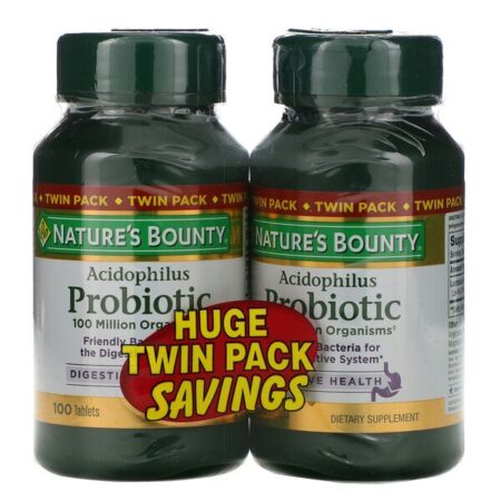 Nature's Bounty, Probiótico Acidophilus, Pacote duplo, 100 tabletes cada