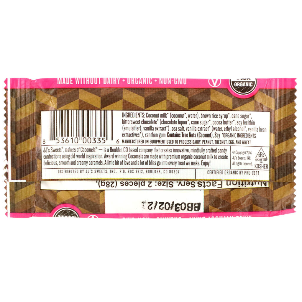 Cocomels, Orgânico, Caramelos de Leite de Coco com Cobertura de Chocolate, 15 Unidades, 28 g Cada - Imagem 4