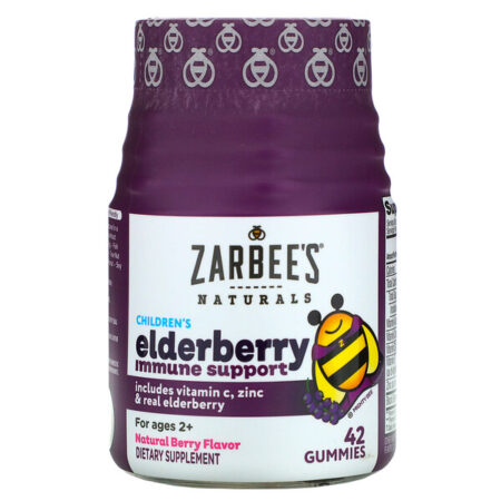 Zarbee's, Naturals, Children's Auxilio no Sistema Imunológico de Sabugueiro, Sabor Natural de Frutos Silvestres, 42 Balas de Goma